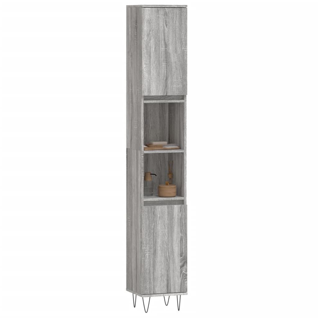 vidaXL Ντουλάπι Μπάνιου Γκρι Sonoma 30x30x190 εκ. Επεξεργασμένο Ξύλο