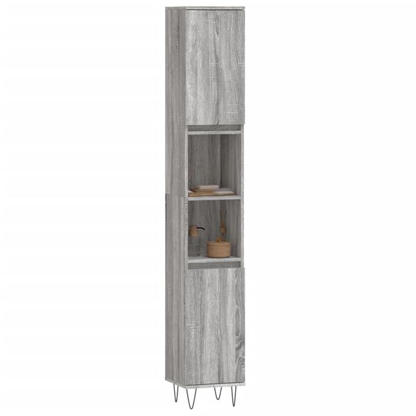 vidaXL Ντουλάπι Μπάνιου Γκρι Sonoma 30x30x190 εκ. Επεξεργασμένο Ξύλο