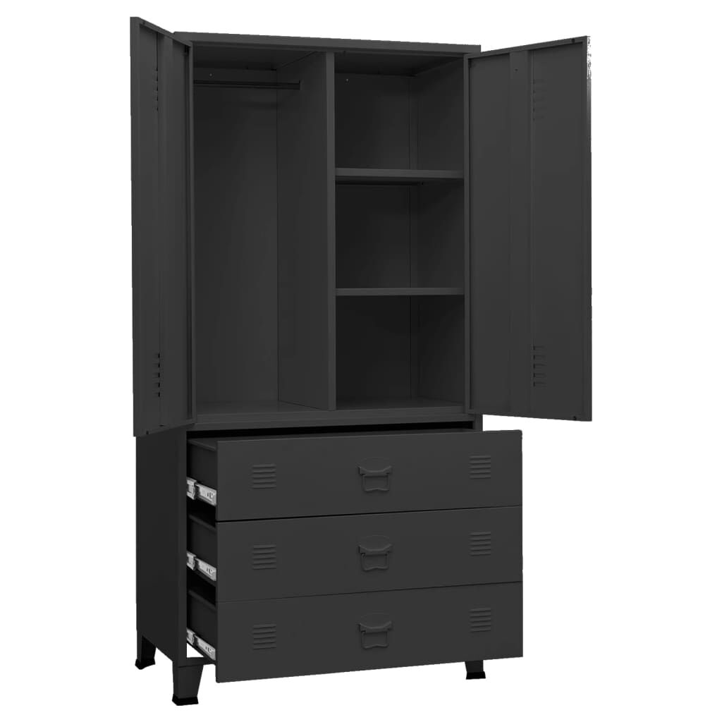 vidaXL Ντουλάπα Βιομηχανική Μαύρη 90 x 50 x 180 εκ. Μεταλλική