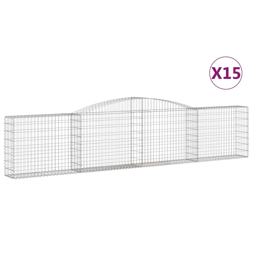 vidaXL Συρματοκιβώτια Τοξωτά 15 τεμ. 400x30x80/100 εκ. Γαλβαν. Ατσάλι