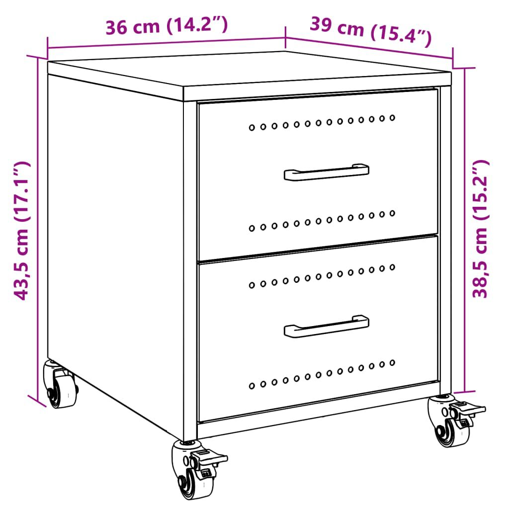 vidaXL Κομοδίνο Λευκό 36x39x43,5 εκ. από Χάλυβα
