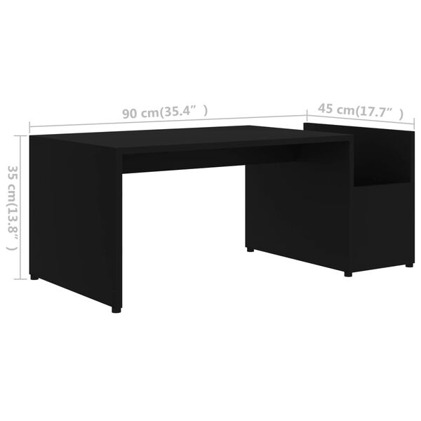 vidaXL Τραπεζάκι Σαλονιού Μαύρο 90 x 45 x 35 εκ. από Επεξ. Ξύλο