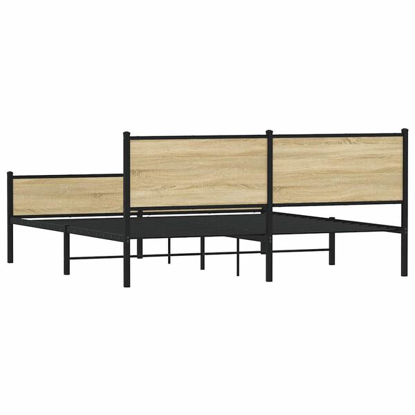 vidaXL Σκελετός Κρεβ. Χωρίς Στρώμα Sonoma Δρυς 180x200 εκ. Μεταλλικό