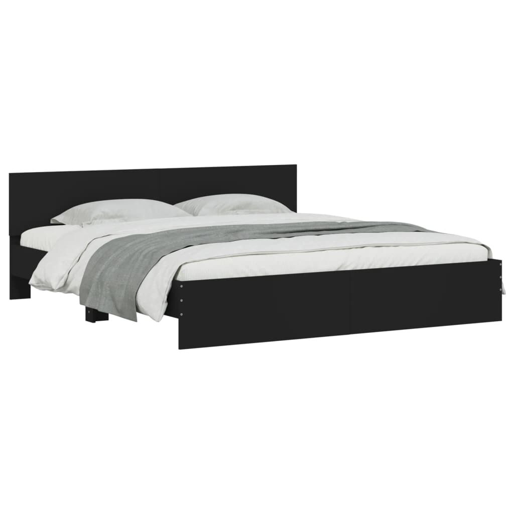 vidaXL Πλαίσιο Κρεβατιού με Κεφαλάρι/LED Μαύρο 180x200 εκ