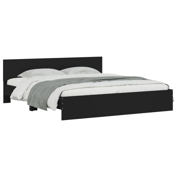 vidaXL Πλαίσιο Κρεβατιού με Κεφαλάρι/LED Μαύρο 180x200 εκ