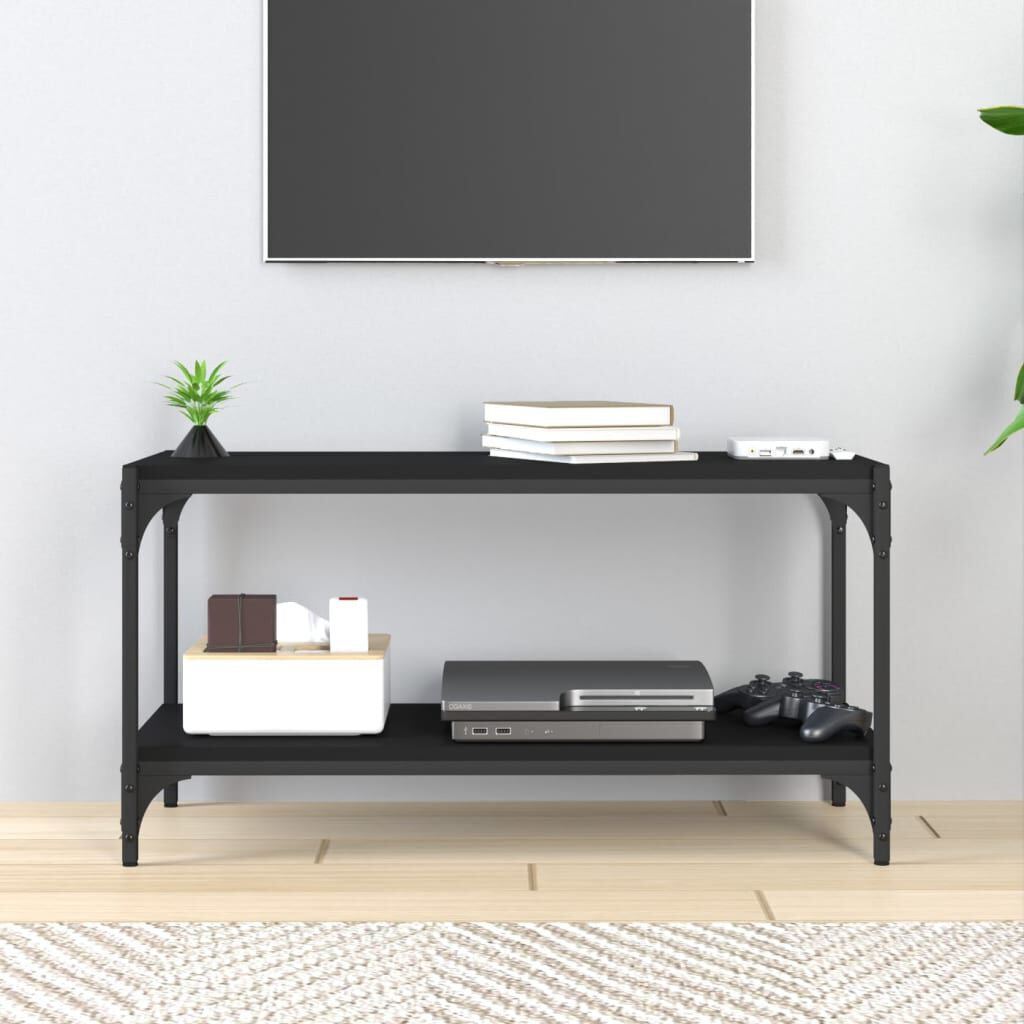vidaXL Έπιπλο Τηλεόρασης Μαύρο 80x33x41 εκ Επεξεργασμένο Ξύλο & Ατσάλι
