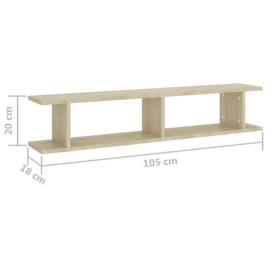 vidaXL Ραφιέρες Τοίχου 2 τεμ. Sonoma Δρυς 105 x 18 x 20 εκ Μοριοσανίδα