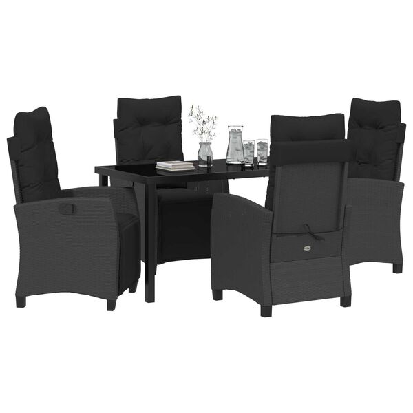 vidaXL Σέτ φαγητού για κήπο 5 pcs Μαύρο συνθετικό ρατάν