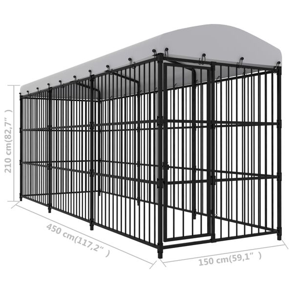 vidaXL Κλουβί Σκύλου Εξωτερικού Χώρου 450x150x210 εκ. με Στέγαστρο
