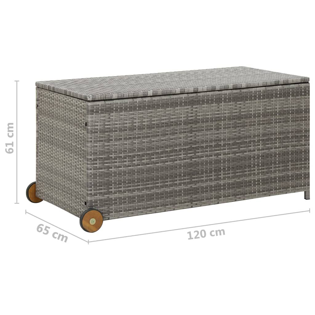 vidaXL Κουτί Αποθήκευσης Κήπου Ανοιχτό Γκρι 120x65x61 εκ. Συνθ. Ρατάν