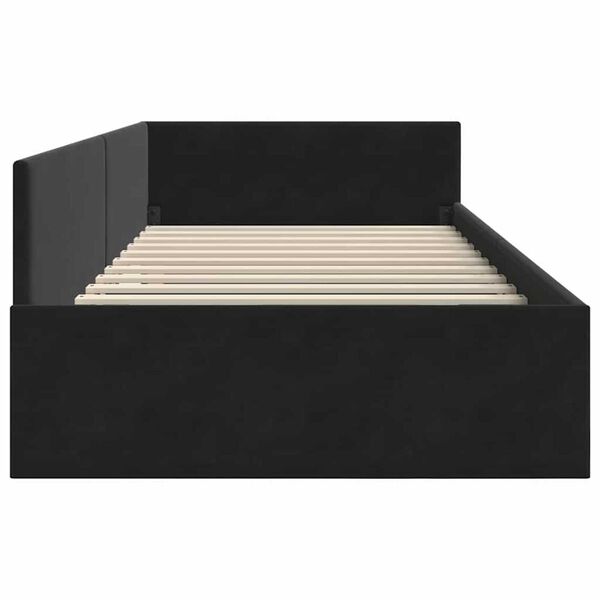 vidaXL Κρεβάτι Γωνίας Μαύρο 80 x 200 cm Βελούδο και Εργοστασιακό ξύλο