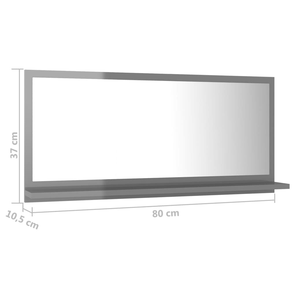 vidaXL Καθρέφτης Μπάνιου Γυαλιστερό Γκρι 80x10,5x37 εκ. Επεξ. Ξύλο