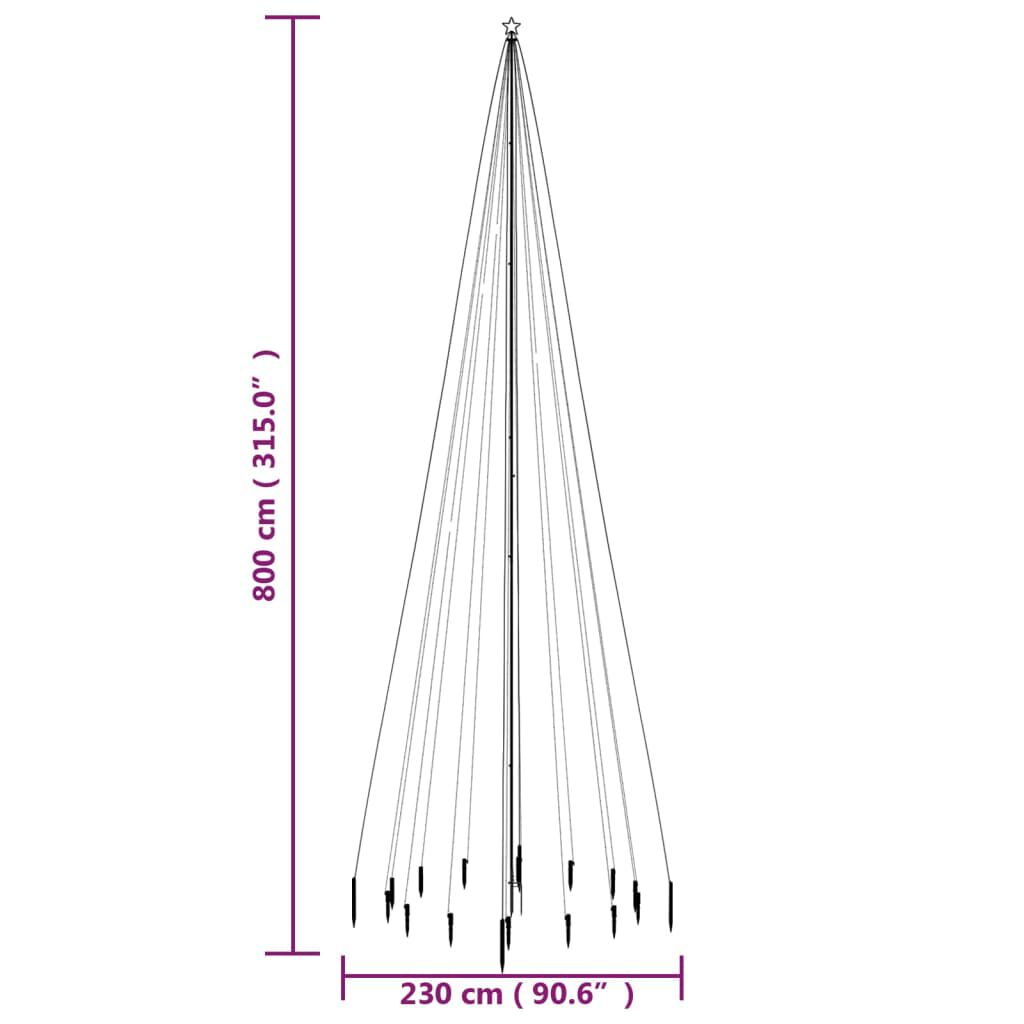 vidaXL Χριστουγεννιάτικο Δέντρο Με Ακίδα 1134 LEDs Πολύχρωμο 800 εκ.