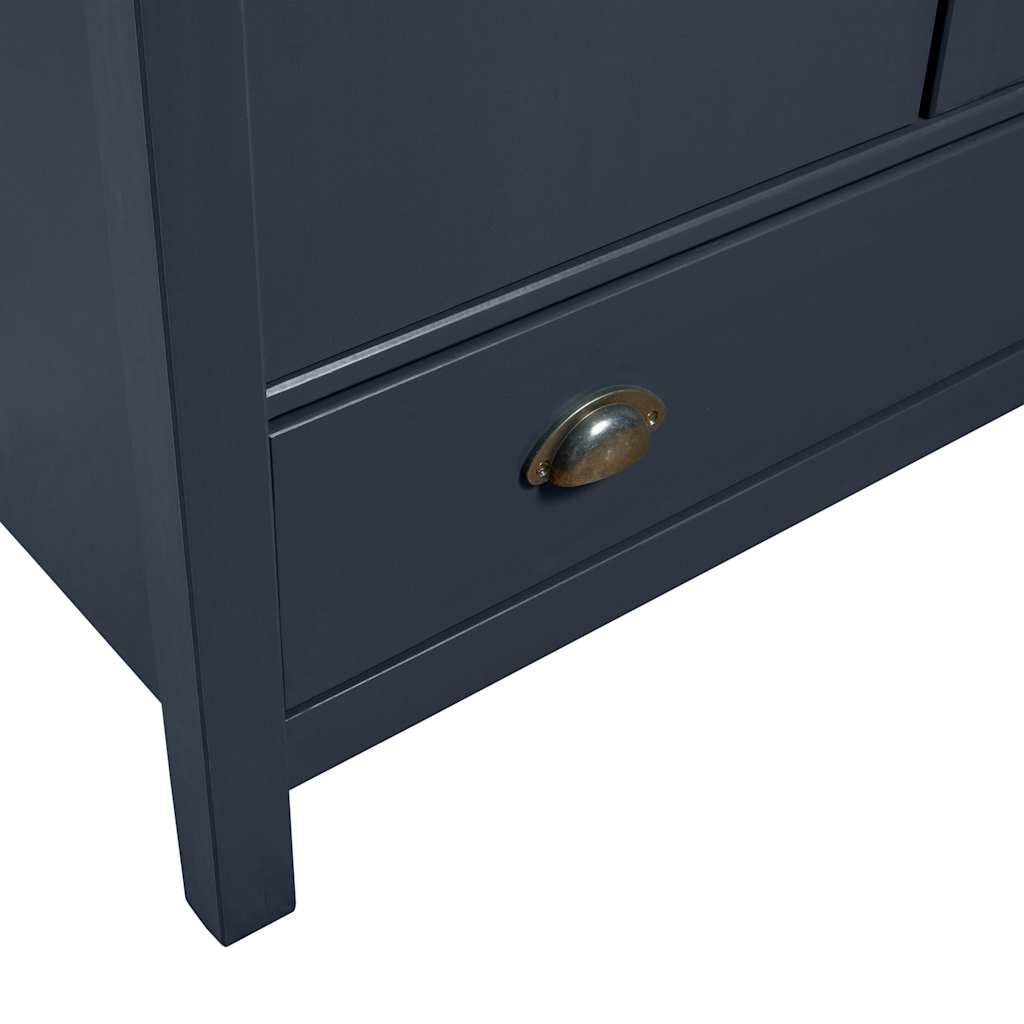 vidaXL Ντουλάπα Hill Τρίφυλλη Γκρι 127x50x170 εκ. Μασίφ Ξύλο Πεύκου
