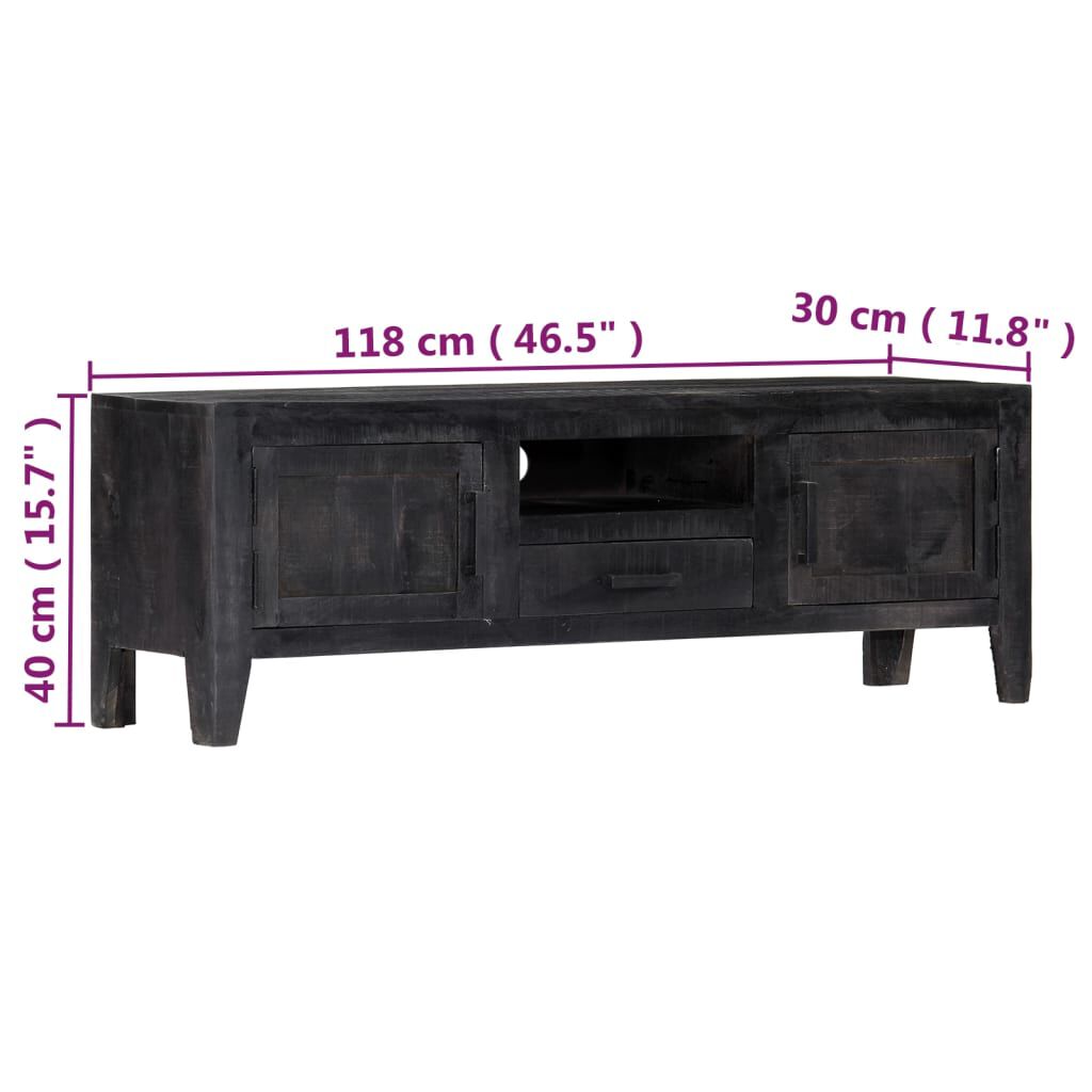 vidaXL Έπιπλο Τηλεόρασης Μαύρο 118 x 30 x 40 εκ. από Μασίφ Ξύλο Μάνγκο