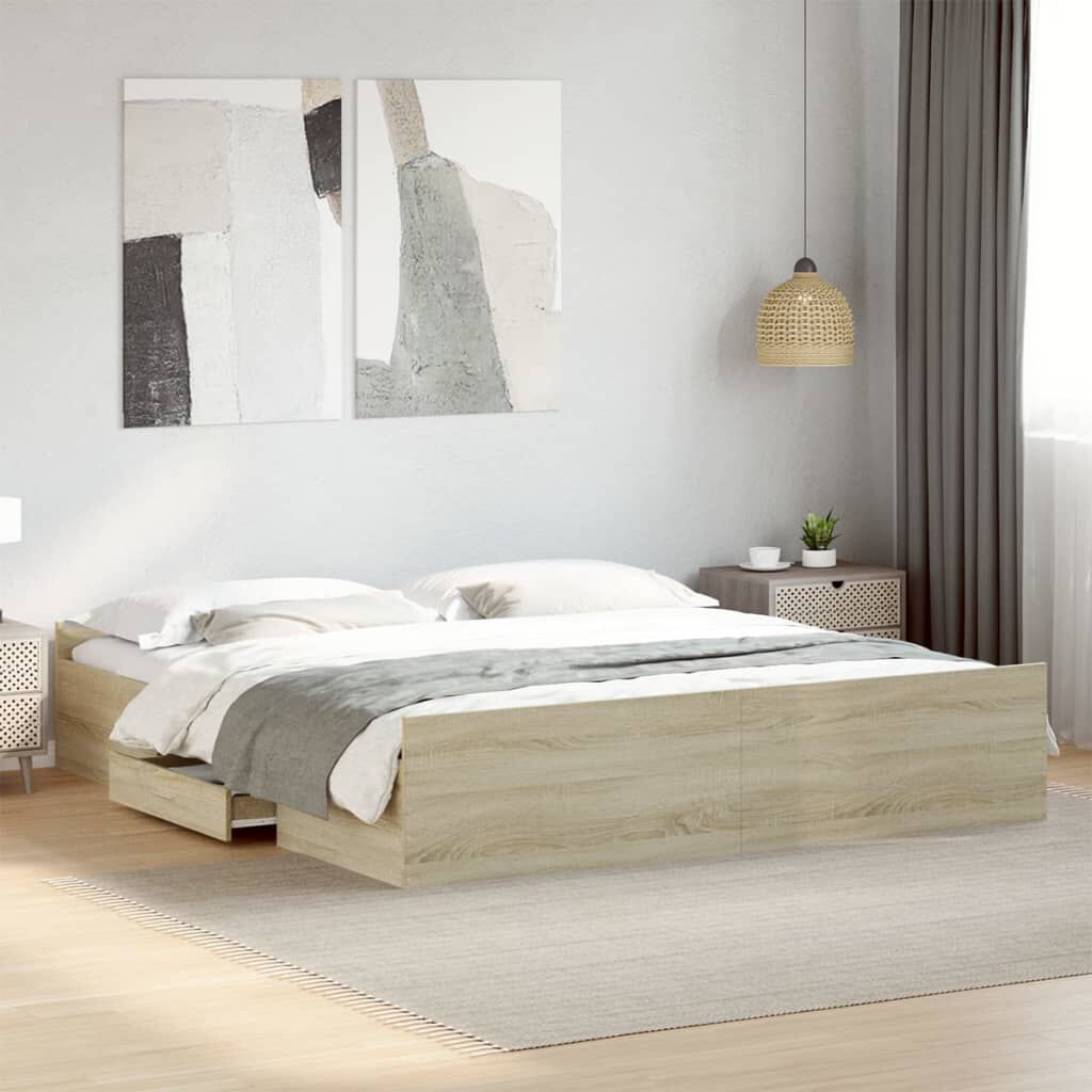 vidaXL Πλαίσιο Κρεβατιού με συρτάρια Sonoma Δρυς 180x200εκ. Επεξ. Ξύλο