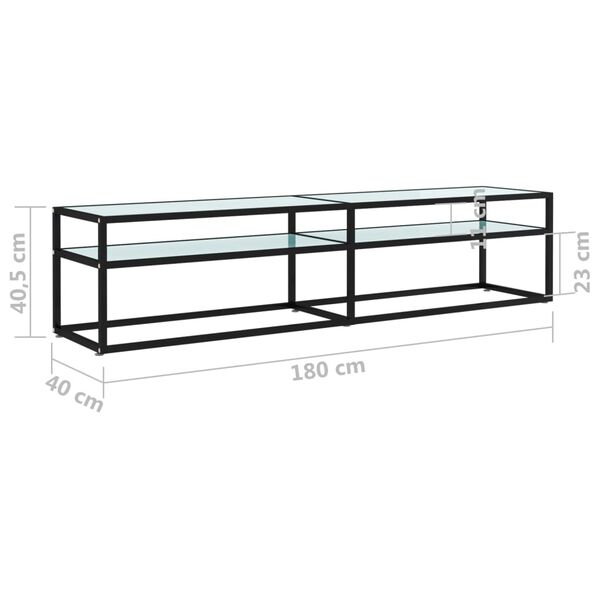 vidaXL Έπιπλο Τηλεόρασης Λευκό Όψη Μαρμάρου 180x40x40,5εκ Ψημένο Γυαλί