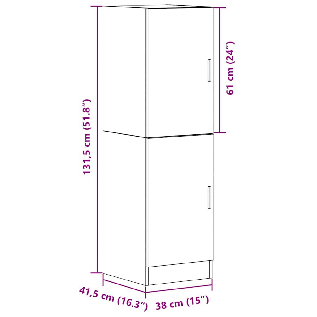 vidaXL Ντουλάπι Κουζίνας Γκρι sonoma 38x41,5x131,5 εκ. Επεξεργ. Ξύλο