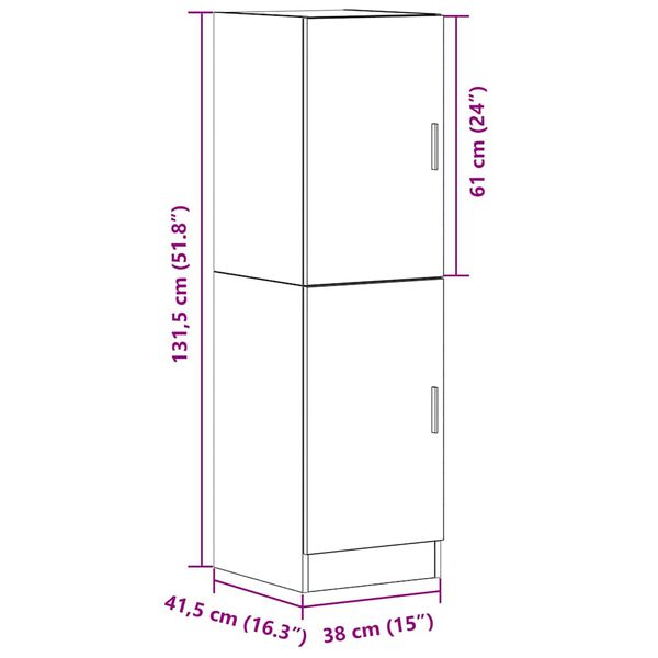 vidaXL Ντουλάπι Κουζίνας Γκρι sonoma 38x41,5x131,5 εκ. Επεξεργ. Ξύλο