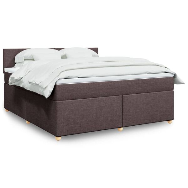 vidaXL Κρεβάτι Boxspring με Στρώμα Σκούρο Καφέ 180x200 εκ Υφασμάτινο