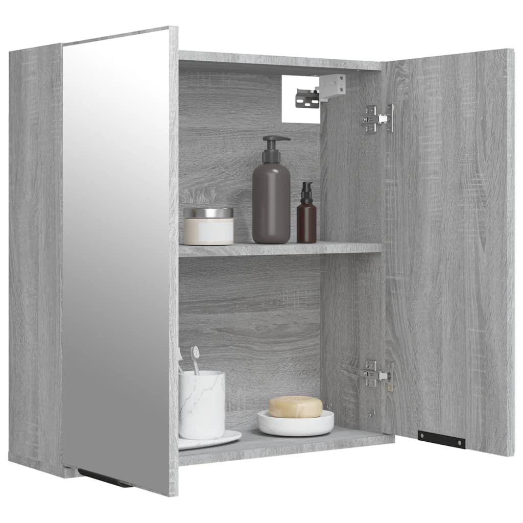 vidaXL Ντουλάπι Μπάνιου με Καθρέφτη Γκρι sonoma 64 x 20 x 67 εκ.