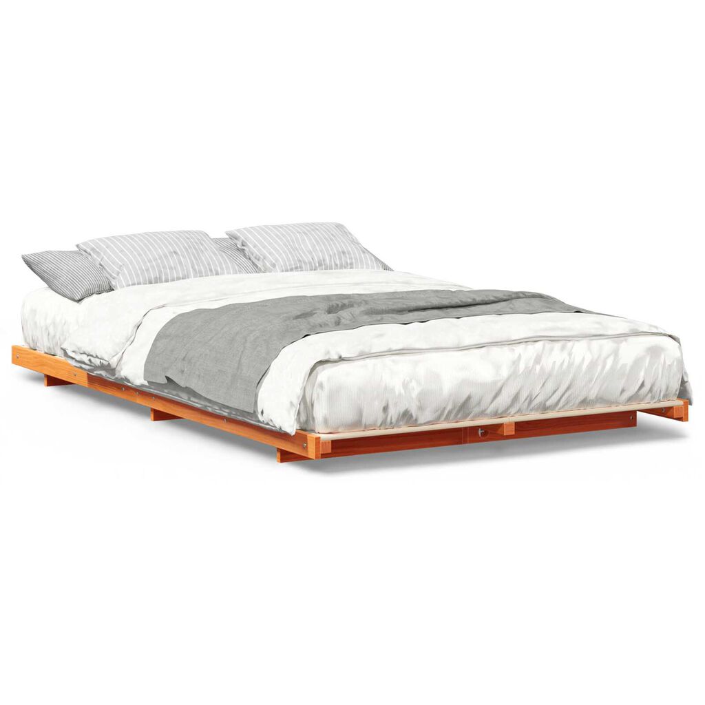 vidaXL Κρεβάτι δαπέδου Καφέ κεριού 120 x 200 cm Μασίφ ξύλο πεύκου