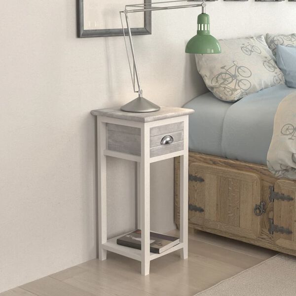 vidaXL Κομοδίνο με 1 Συρτάρι Γκρι / Λευκό