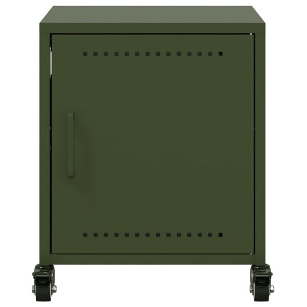vidaXL Κομοδίνο Πράσινο Λαδί 36x39x43,5 εκ. από Χάλυβα