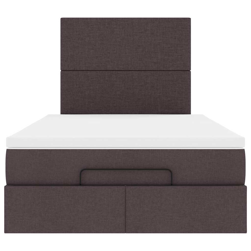 vidaXL Ottoman Κρεβάτι με Στρώμα Σκούρο Καφέ 120x200cm Ύφασμα