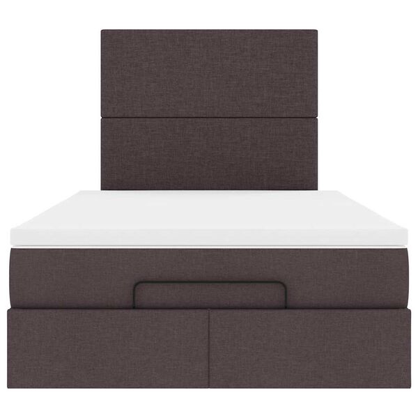 vidaXL Ottoman Κρεβάτι με Στρώμα Σκούρο Καφέ 120x200cm Ύφασμα