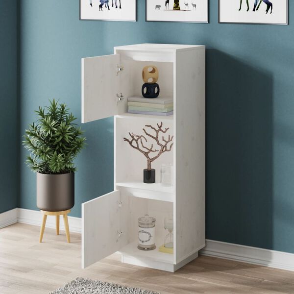 vidaXL Ντουλάπι Ψηλό Λευκό 38 x 35 x 117 εκ. από Μασίφ Ξύλο Πεύκου
