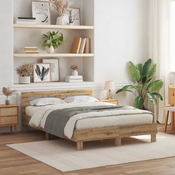 vidaXL Σκελετός Κρεβατιού artisan δρυς 150 x 200 cm Επεξεργασμένο ξύλο