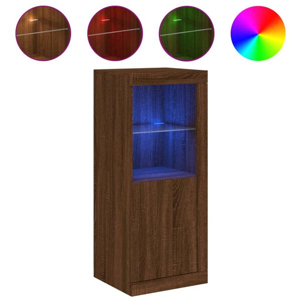 vidaXL Μπουφές με Φώτα LED Καφέ Δρυς 41 x 37 x 100 εκ.
