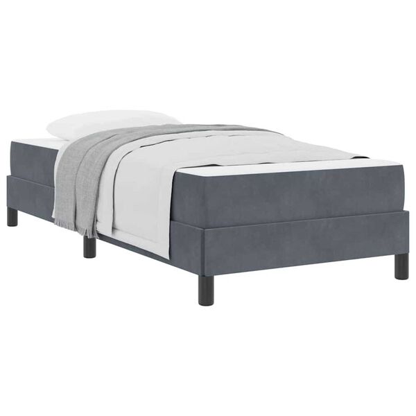 vidaXL Κρεβάτι box spring με στρώμα Σκούρο Γκρι 80 x 210 cm Βελούδο