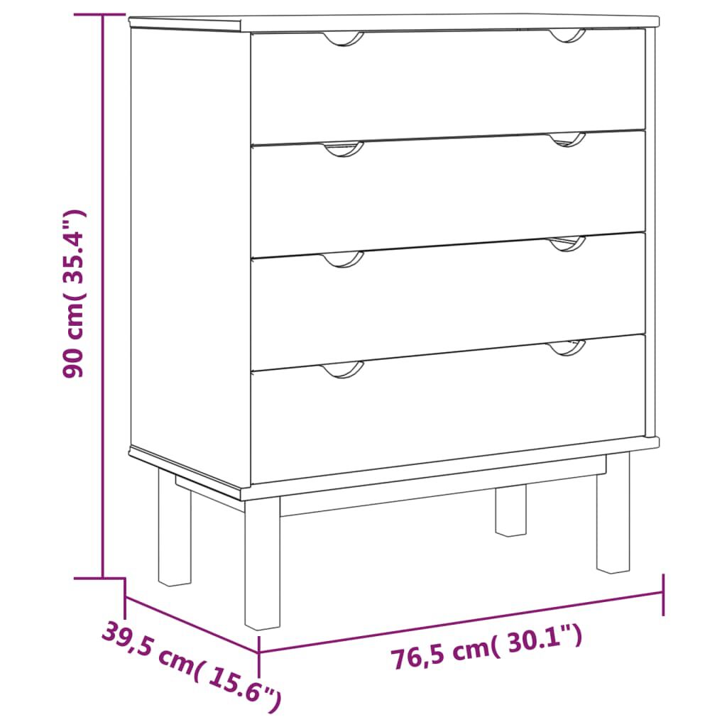 vidaXL Συρταριέρα OTTA Καφέ & Γκρι 76,5x39,5x90 εκ. Μασίφ Ξύλο Πεύκου