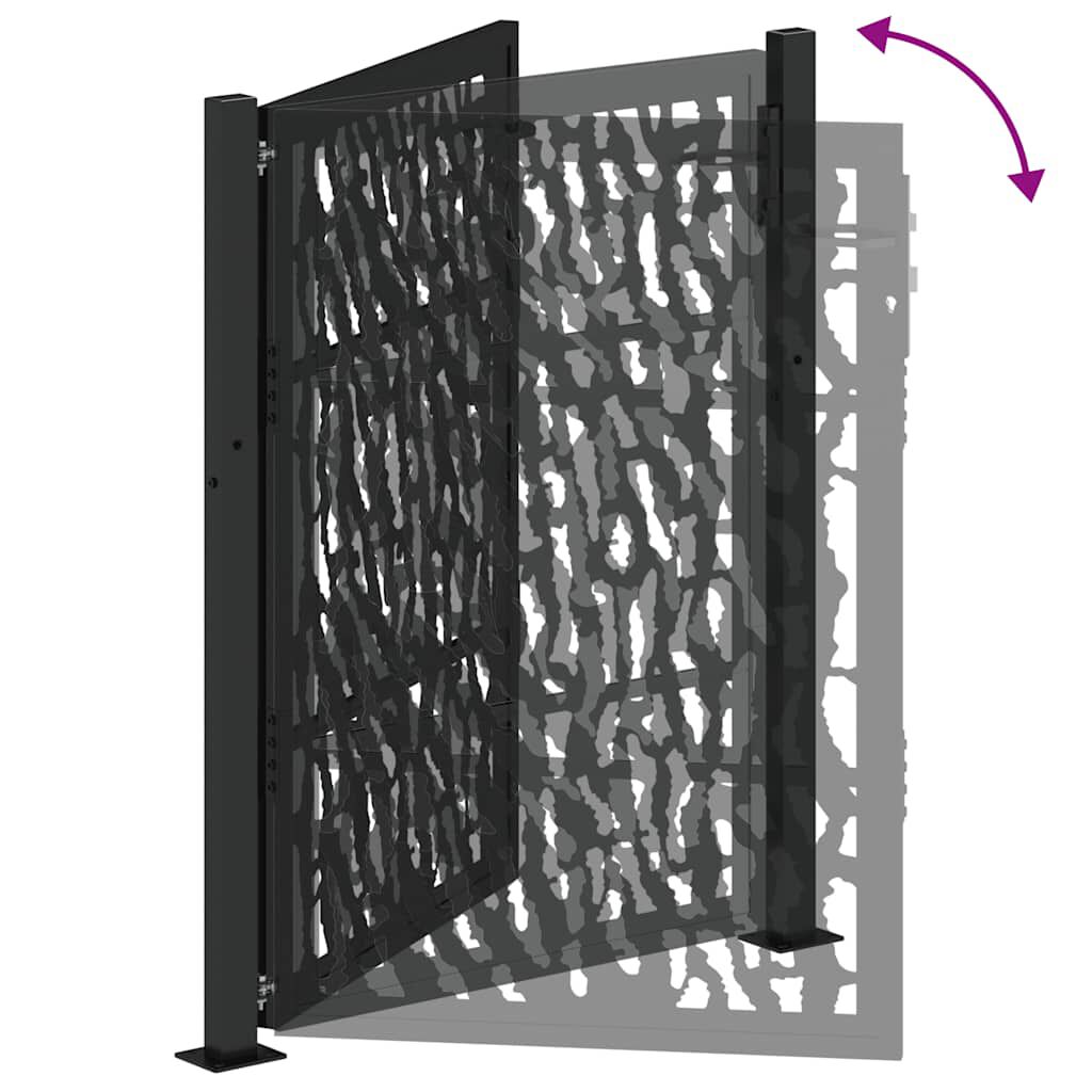 vidaXL Πύλη κήπου Μαύρη 105x130 cm Ατσάλινη σχεδίαση ίχνους