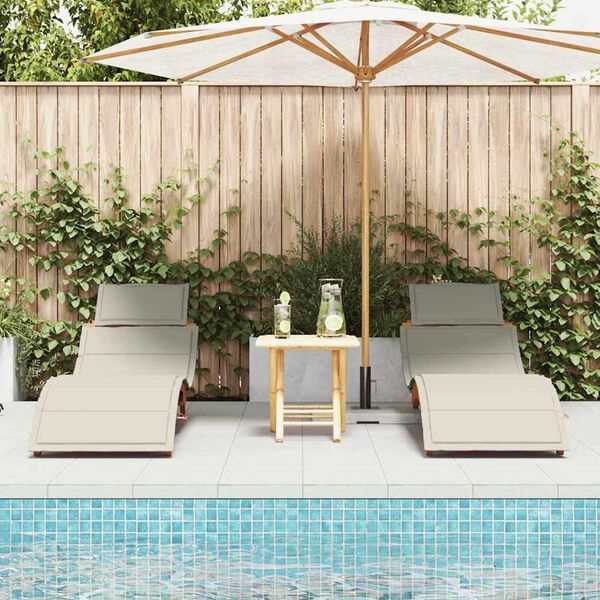 vidaXL Ξαπλώστρα 2 pcs Λευκό 184 x 55 x 64 εκ Μασίφ ξύλο ακακίας