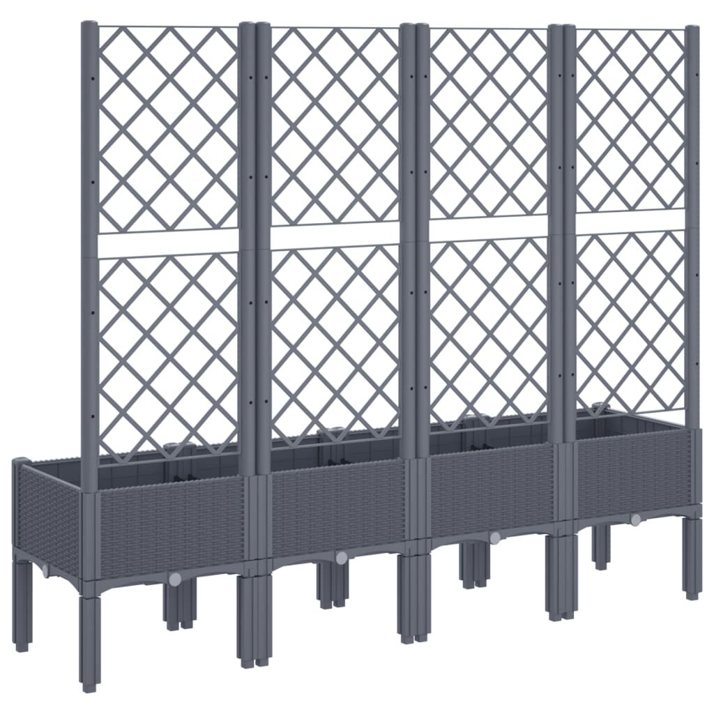 vidaXL Ζαρντινιέρα Κήπου με Καφασωτό Γκρι 160x40x142 εκ. από PP