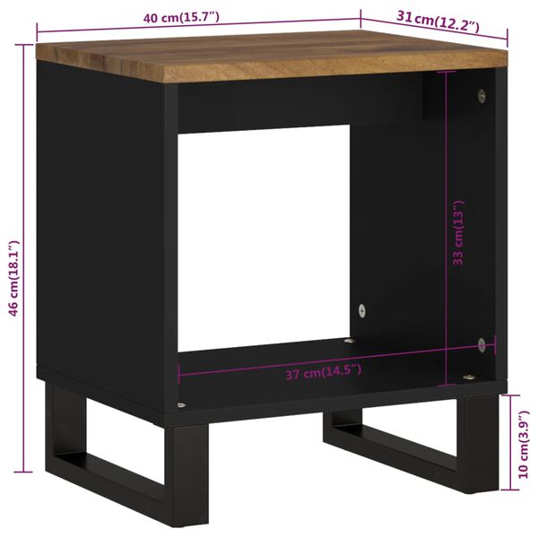 vidaXL Τραπεζάκι Σαλονιού 40x31x46 εκ. Μασίφ Ξύλο Μάνγκο & Επεξ. Ξύλο