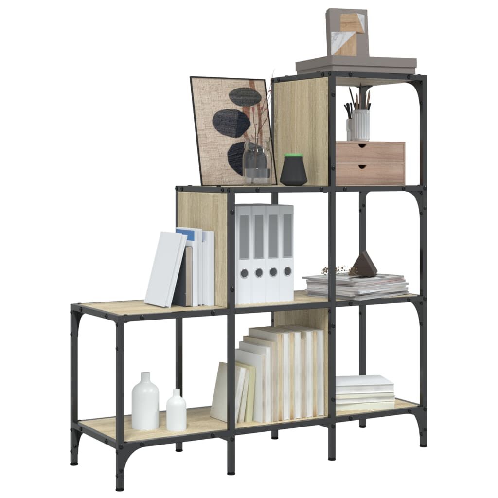 vidaXL Βιβλιοθήκη Sonoma Δρυς 92x30x102 εκ. Επεξεργ. Ξύλο & Μέταλλο