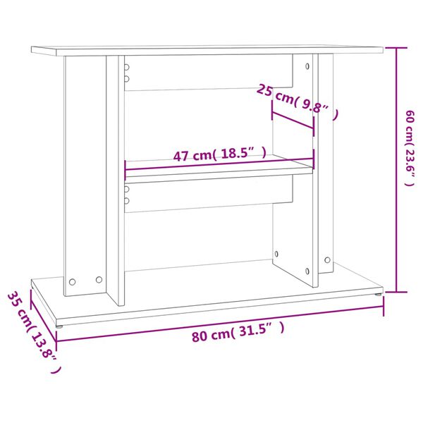 vidaXL Βάση Ενυδρείου Γυαλ. Λευκό 80x35x60 εκ. από Επεξεργασμένο Ξύλο