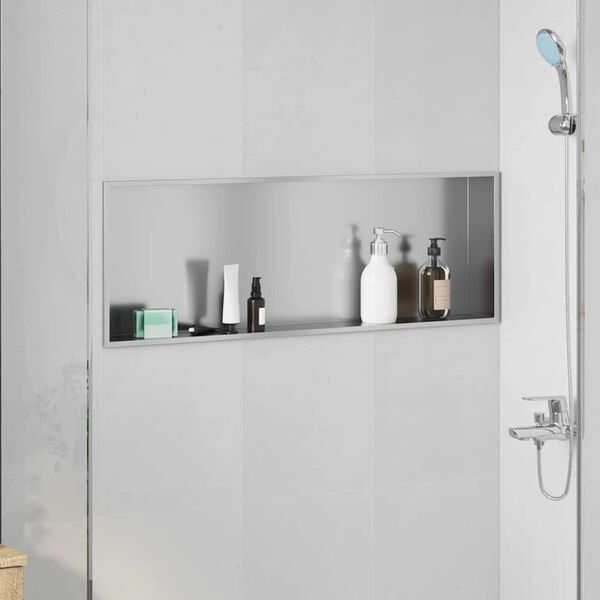vidaXL Νίτσα Μπάνιου Ασημί 90 x 30 x 9.5 εκ. Ανοξείδωτο ατσάλι