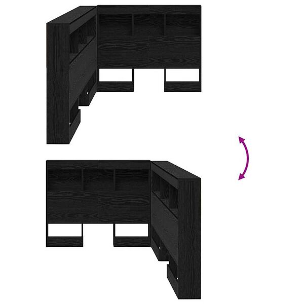 vidaXL Κεφαλάρι Αποθήκης με ράφι Μαύρη δρυς 75 cm Επεξεργασμένο ξύλο