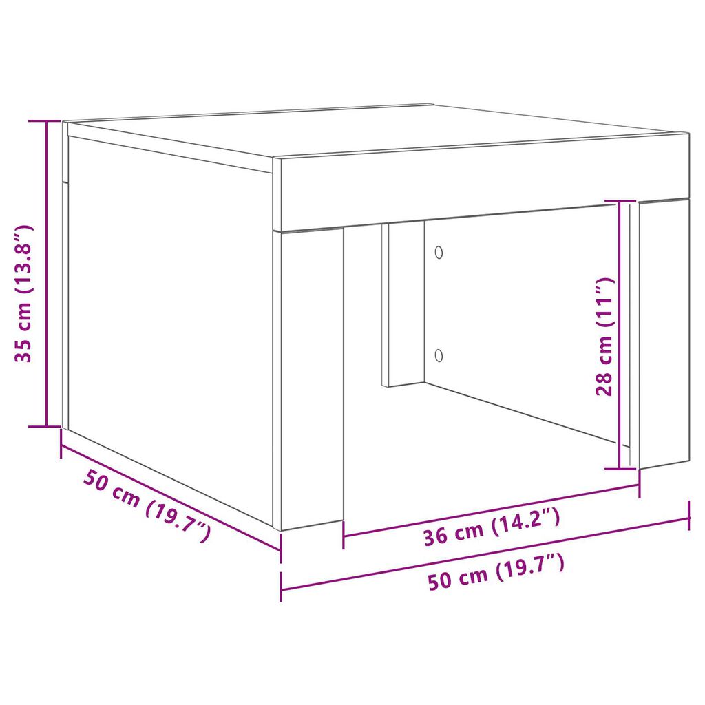 vidaXL Τραπεζάκι σαλονιού Παλιό ξύλο 50 x 50 x 35 cm