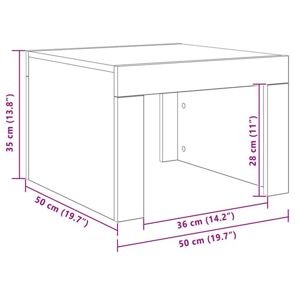 vidaXL Τραπεζάκι σαλονιού Παλιό ξύλο 50 x 50 x 35 cm