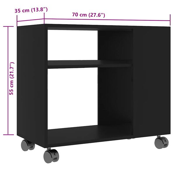 vidaXL Τραπέζι Βοηθητικό Μαύρο 70 x 35 x 55 εκ. από Επεξεργασμένο Ξύλο