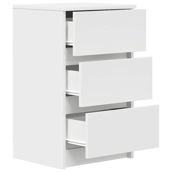 vidaXL Κομοδίνο με 3 συρτάρια Λευκό 39x35x65 εκ.