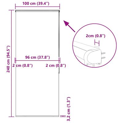 vidaXL Κουρτίνα Μπάνιου Ρολό κασέτα 100x240εκ. Πλάτος υφάσματος 96εκ.