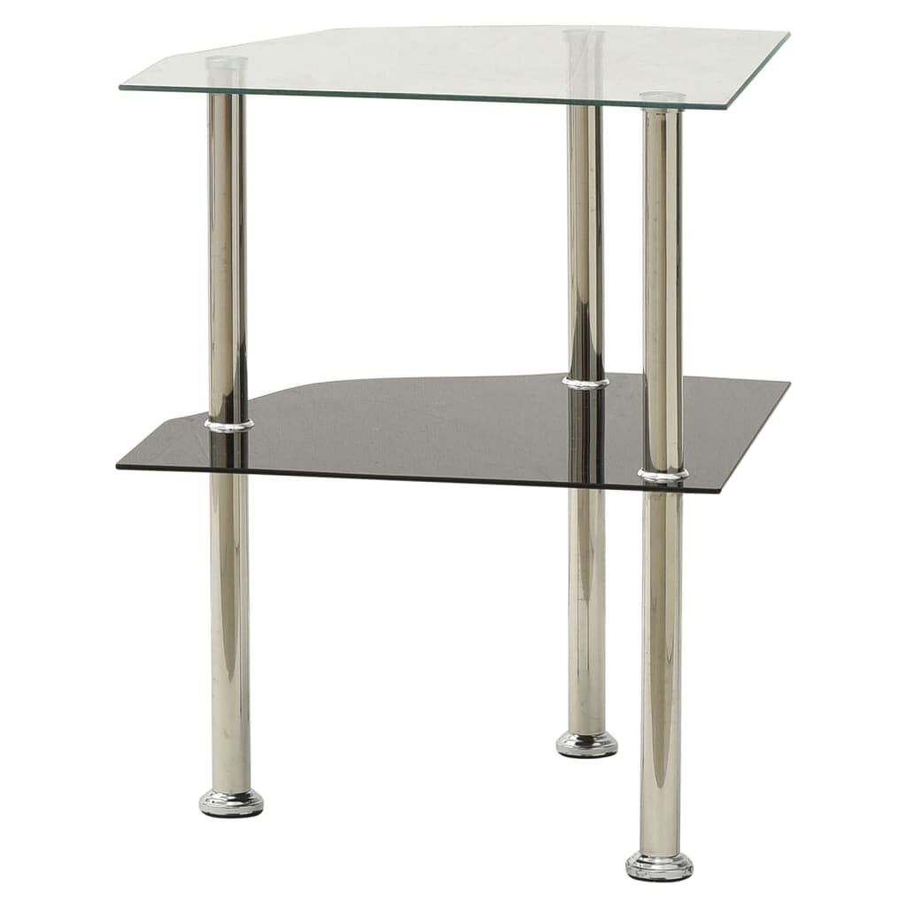 322786 vidaXL Βοηθ. Τραπέζι 2 Επ. Διαφ. & Μαύρο 38x38x50 εκ Ψημ. Γυαλί