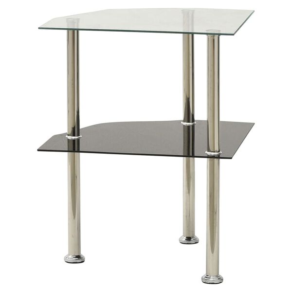 322786 vidaXL Βοηθ. Τραπέζι 2 Επ. Διαφ. & Μαύρο 38x38x50 εκ Ψημ. Γυαλί